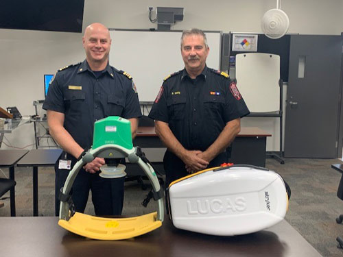 Asst. Deputy Chief Curtis Schaefer (Red Deer) and Chief Robert Cote (Blackfalds)