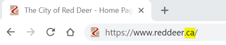 Screenshot of web url address with .ca hilighted
