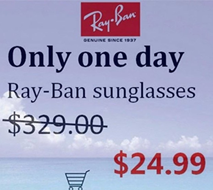 Ad showing extremely discounted price for brand name sunglasses