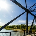 Summer - North Red Deer - Pedestrian Train Bridge Looking West - Landscape - 4- 120 x 120